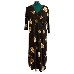 J. Jill Wearever Collection 3/4 Sleeve Faux Wrap Floral Maxi Dress
